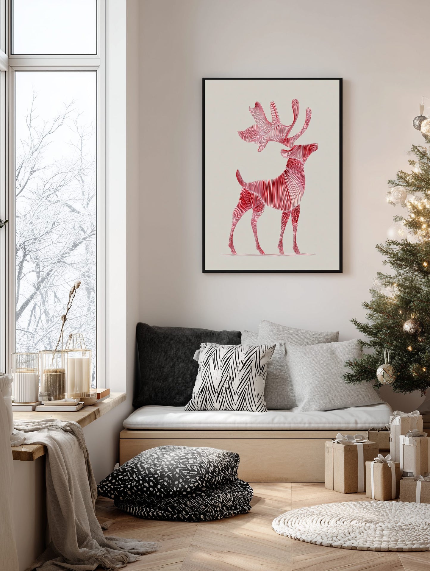 Abstract Reindeer Lines Poster