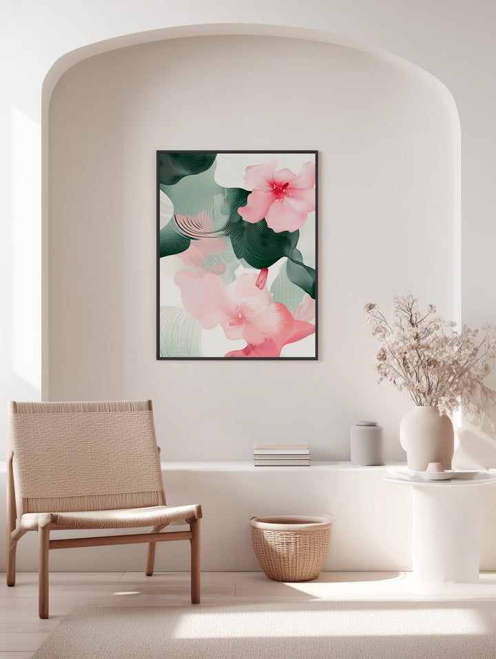 Modern Pink Floral Flow Poster