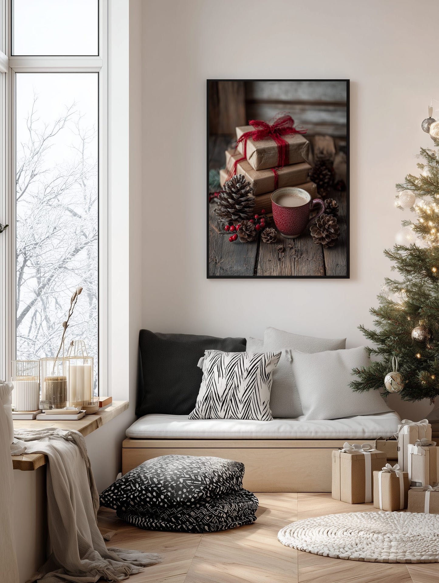 Cozy Christmas Table Scene Poster