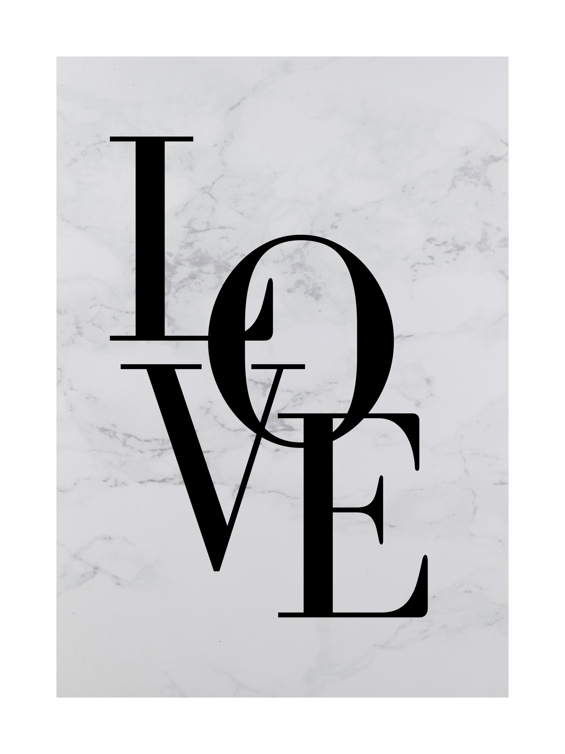 Minimalist LOVE typography poster in black