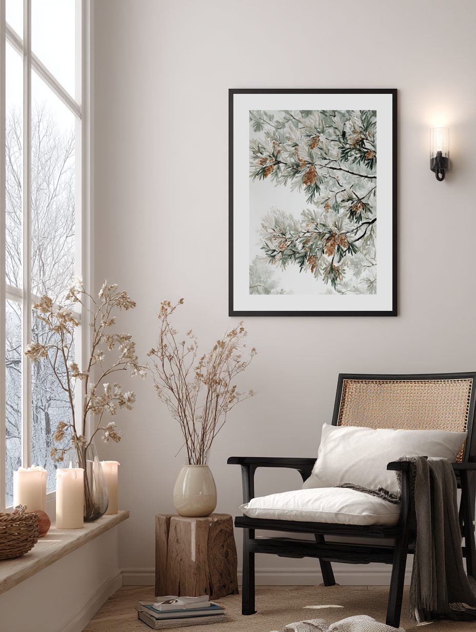Winter Pine Branches Poster