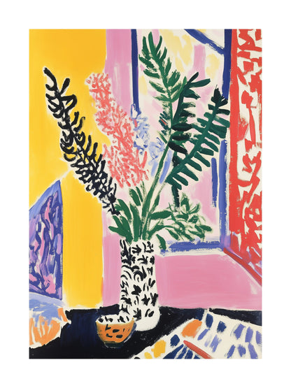 Bold floral art poster in colorful Matisse style, ideal for brightening up wall spaces.