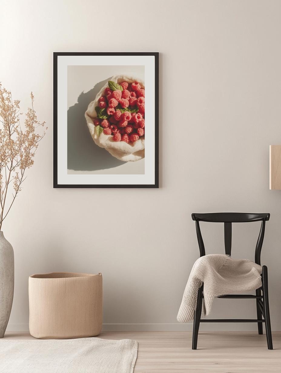 Raspberries in Linen Bowl Poster