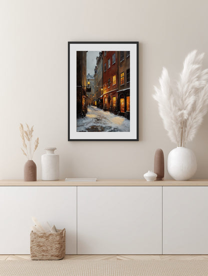 Stockholm Winter Street Poster
