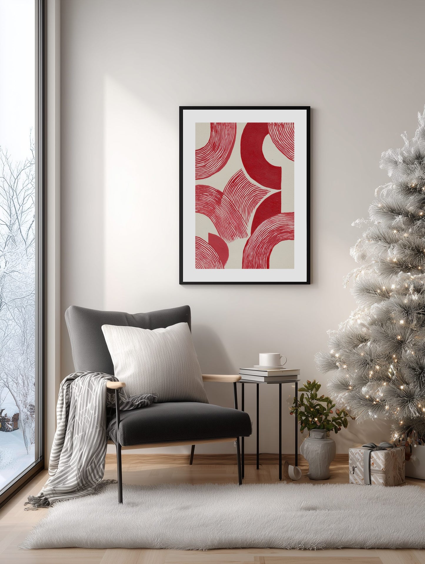 Red Abstract Holiday Lines Poster