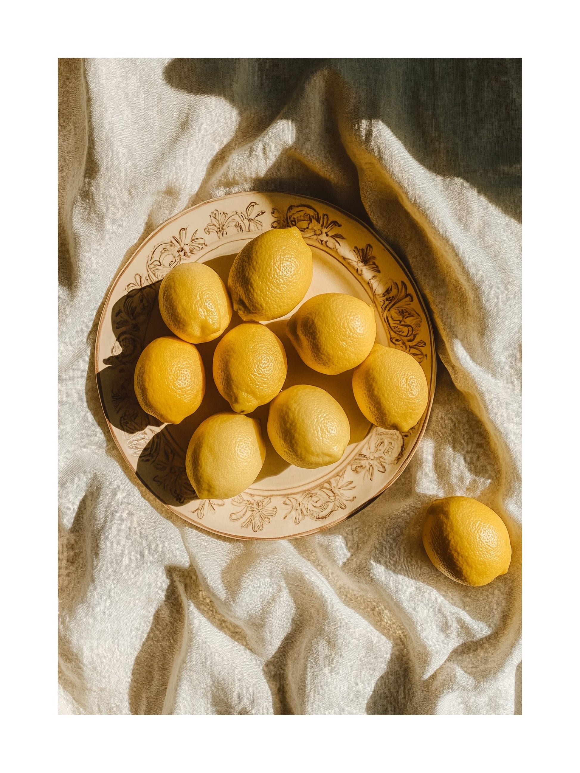 fresh lemons kitchen wall art - stylish food & drink poster print