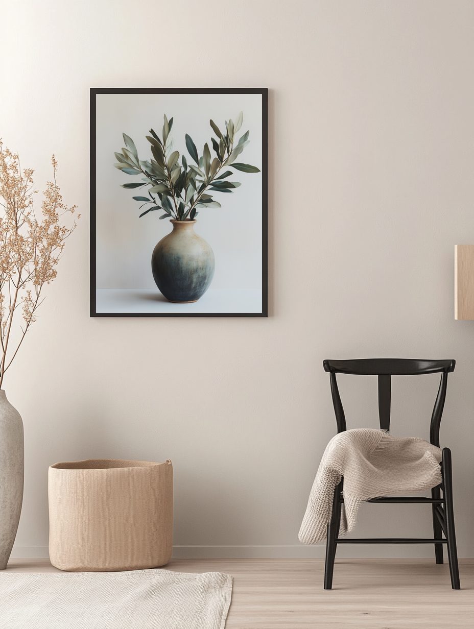 Scandinavian Vase with Olive Branches Poster
