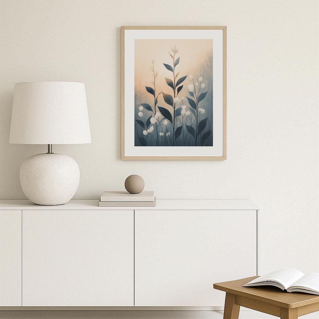 Scenic Morning Mist with Petals Poster