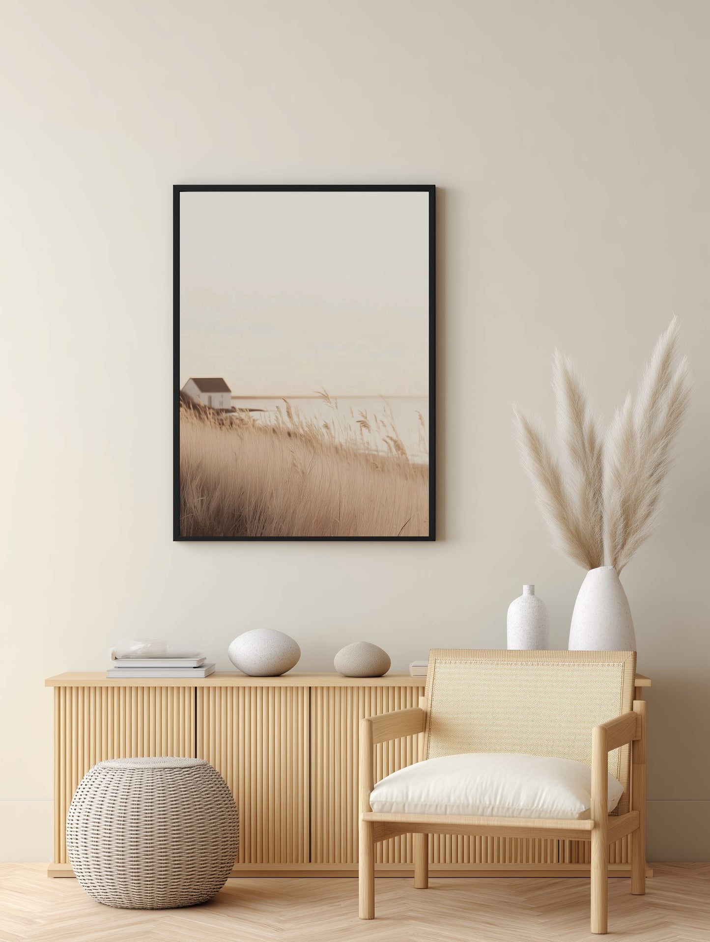 Golden Reeds by the Shore Poster