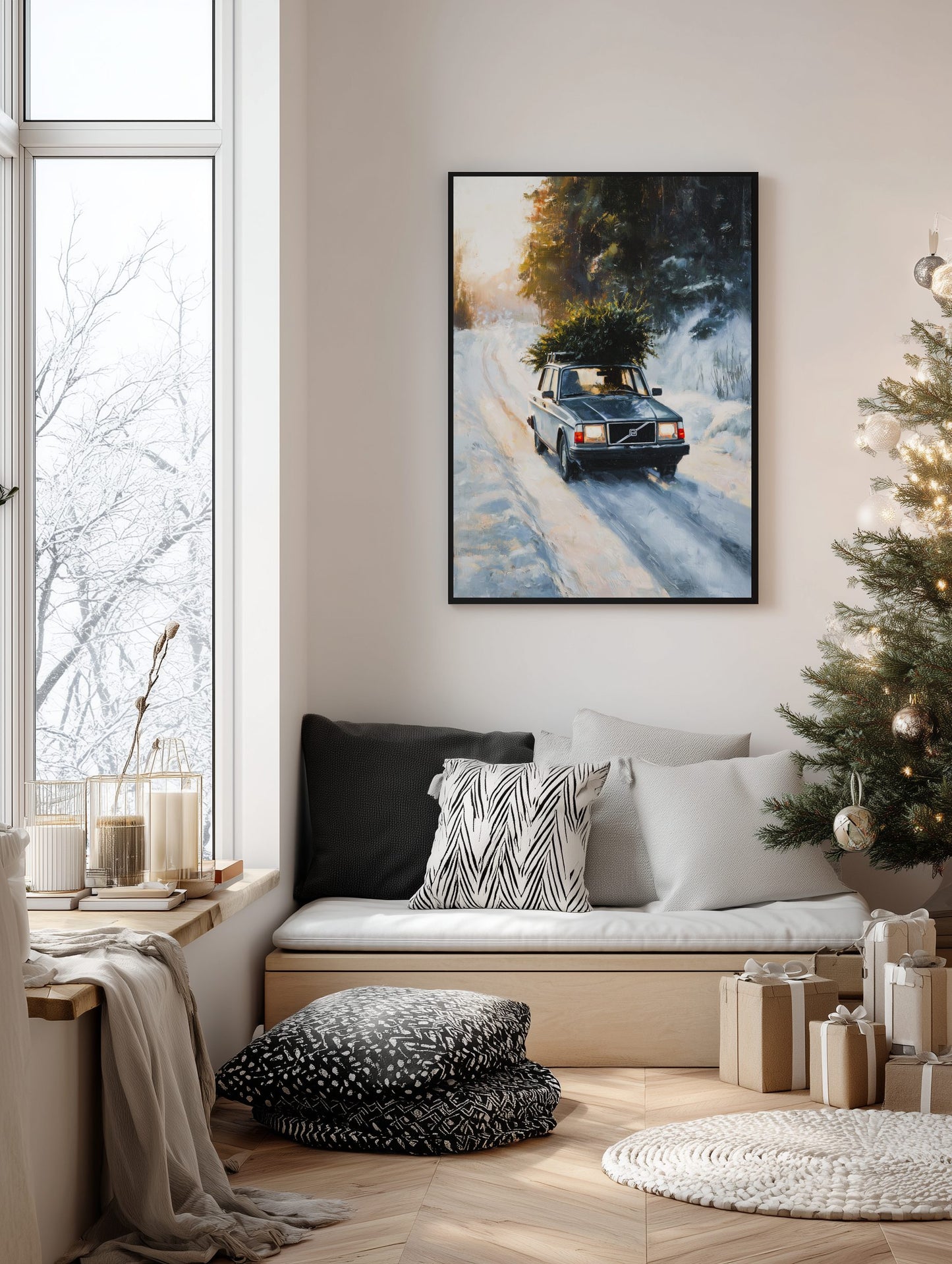 Vintage Volvo Christmas Drive Poster