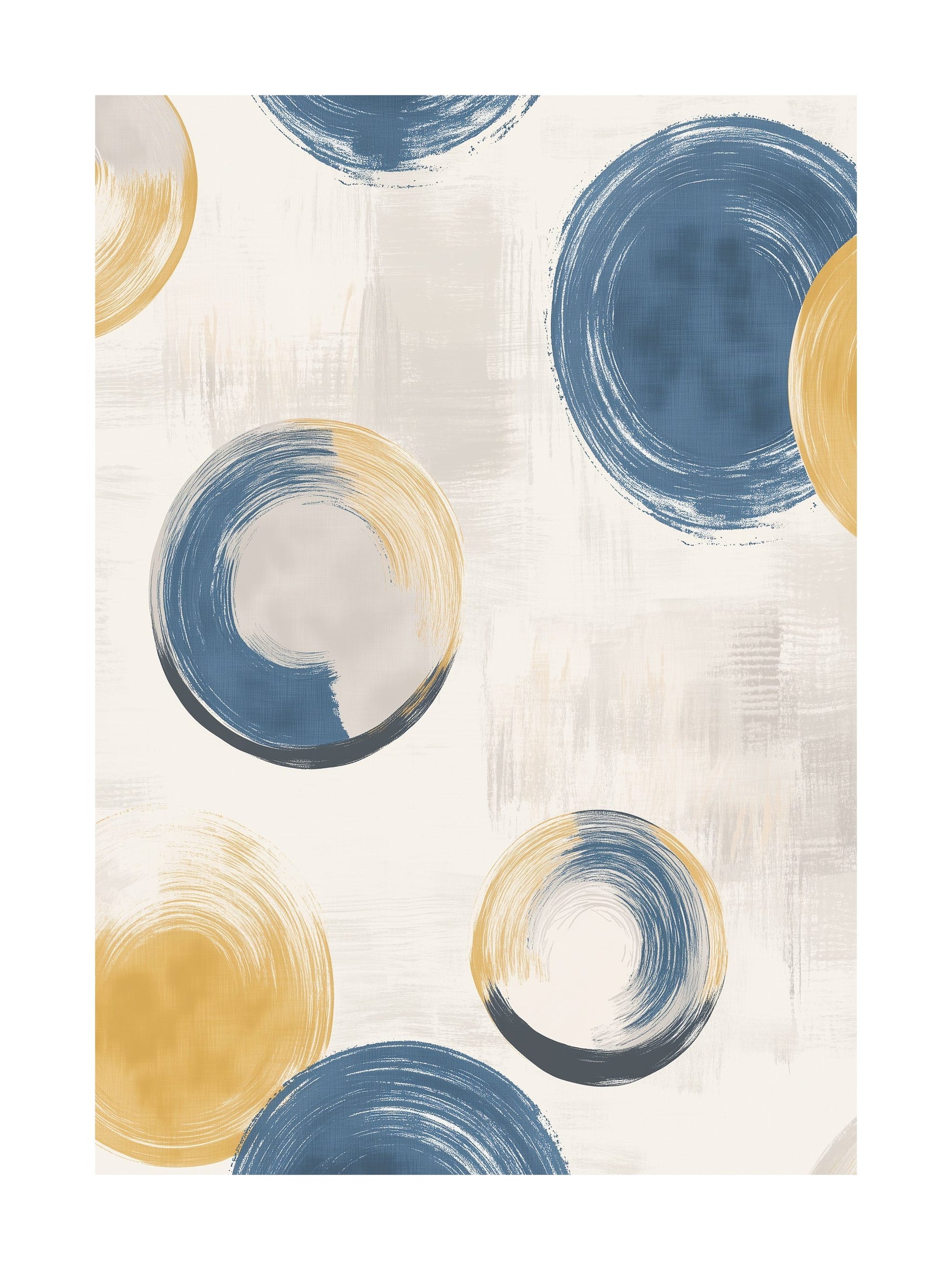 blue & gold circles decorative wall art - modern poster for home or office