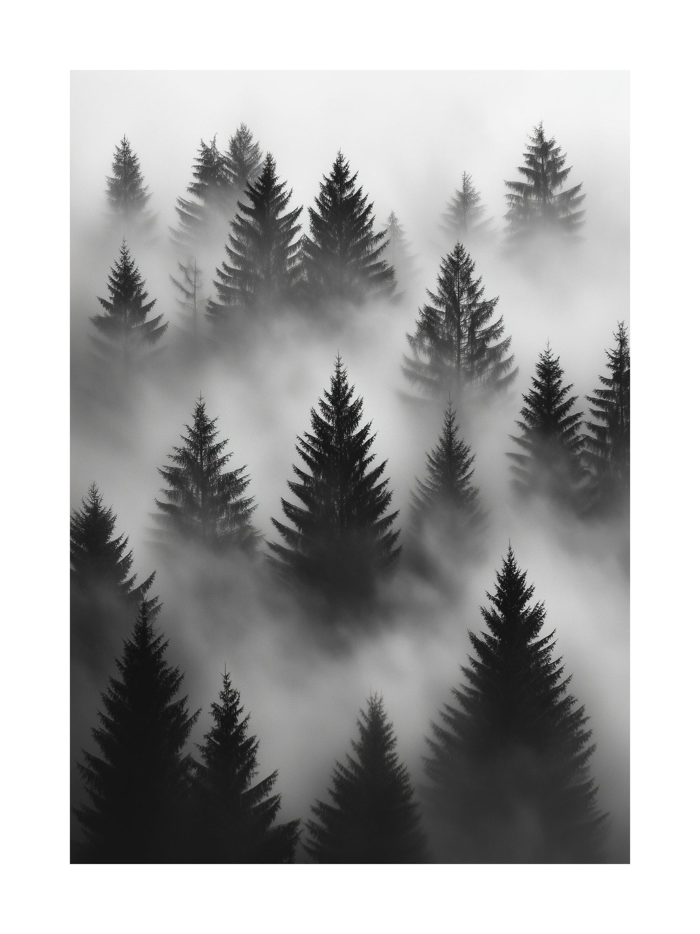 foggy forest silhouette decorative wall art - modern poster for home or office