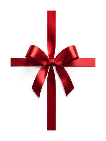 Minimalist red satin ribbon bow on white background Christmas poster