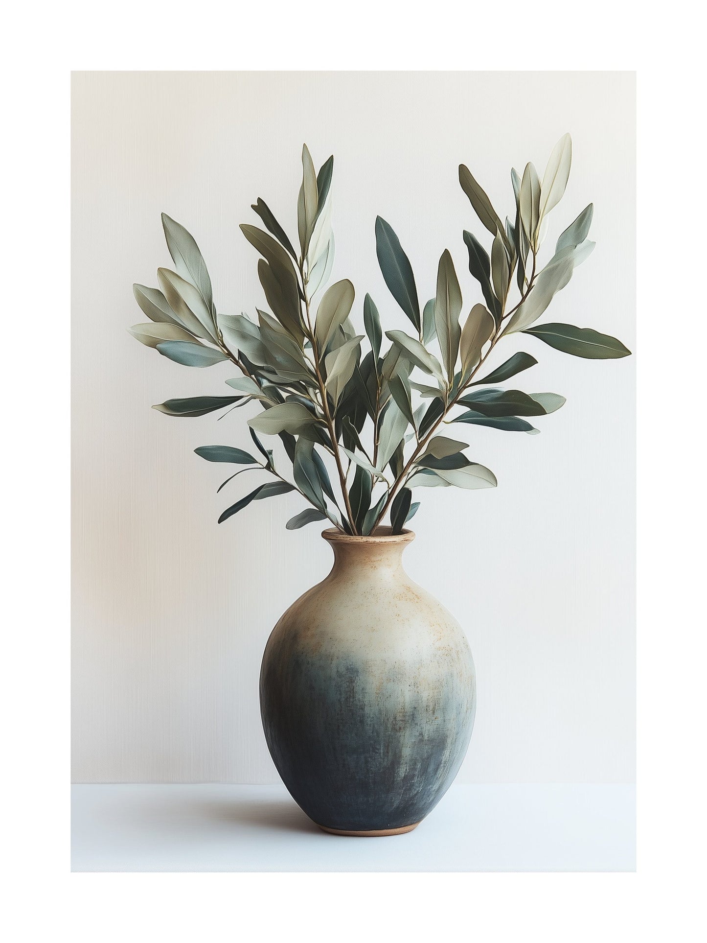 scandinavian vase with olive branches decorative wall art - modern poster for home or office