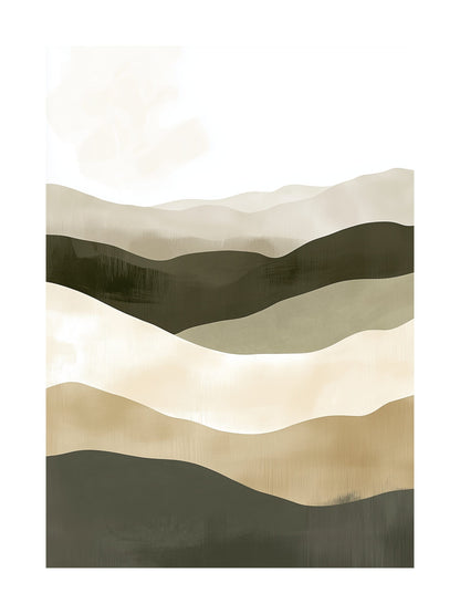 Abstract desert landscape poster in soft earthy tones - perfect for tranquil wall decor