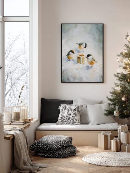 Winter Birds and Gift Poster