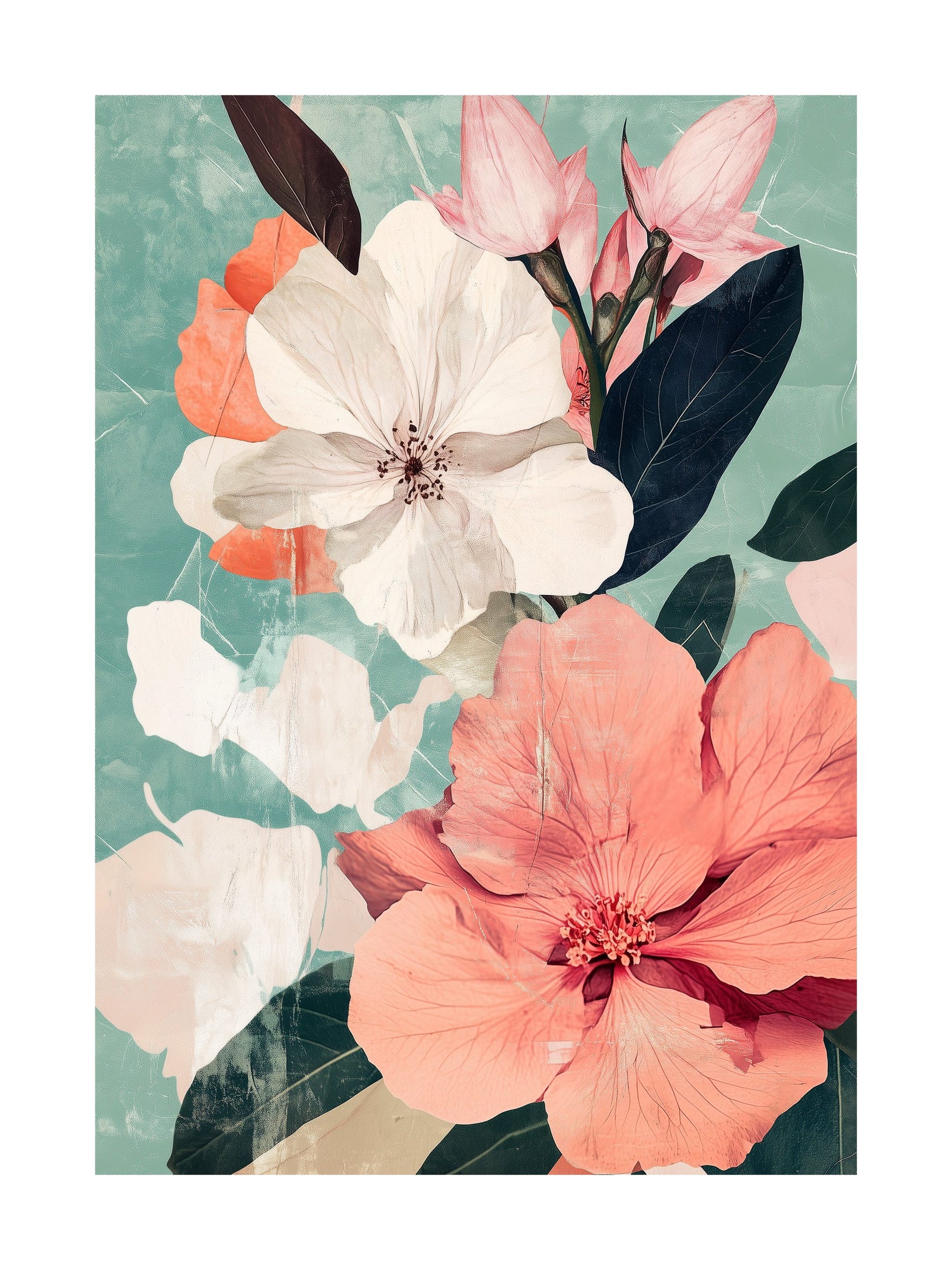 vintage bloomscape decorative wall art - modern poster for home or office