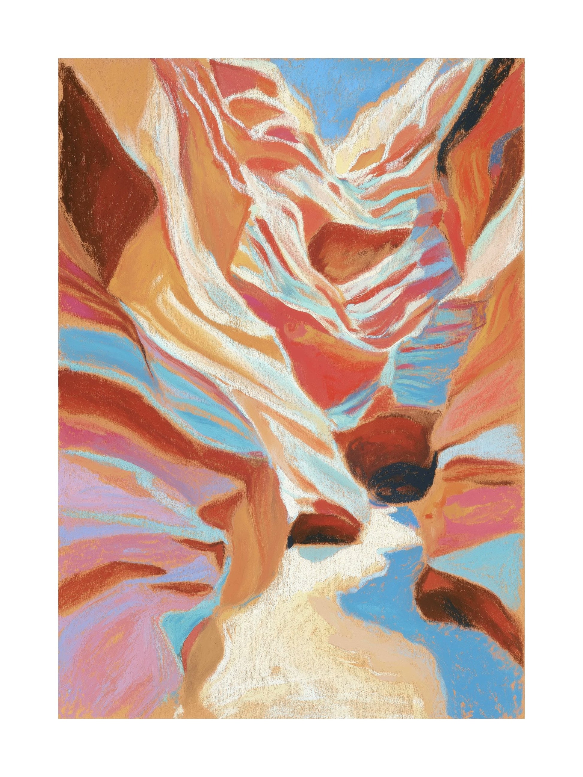 Colorful pastel canyon with sunlit rock layers