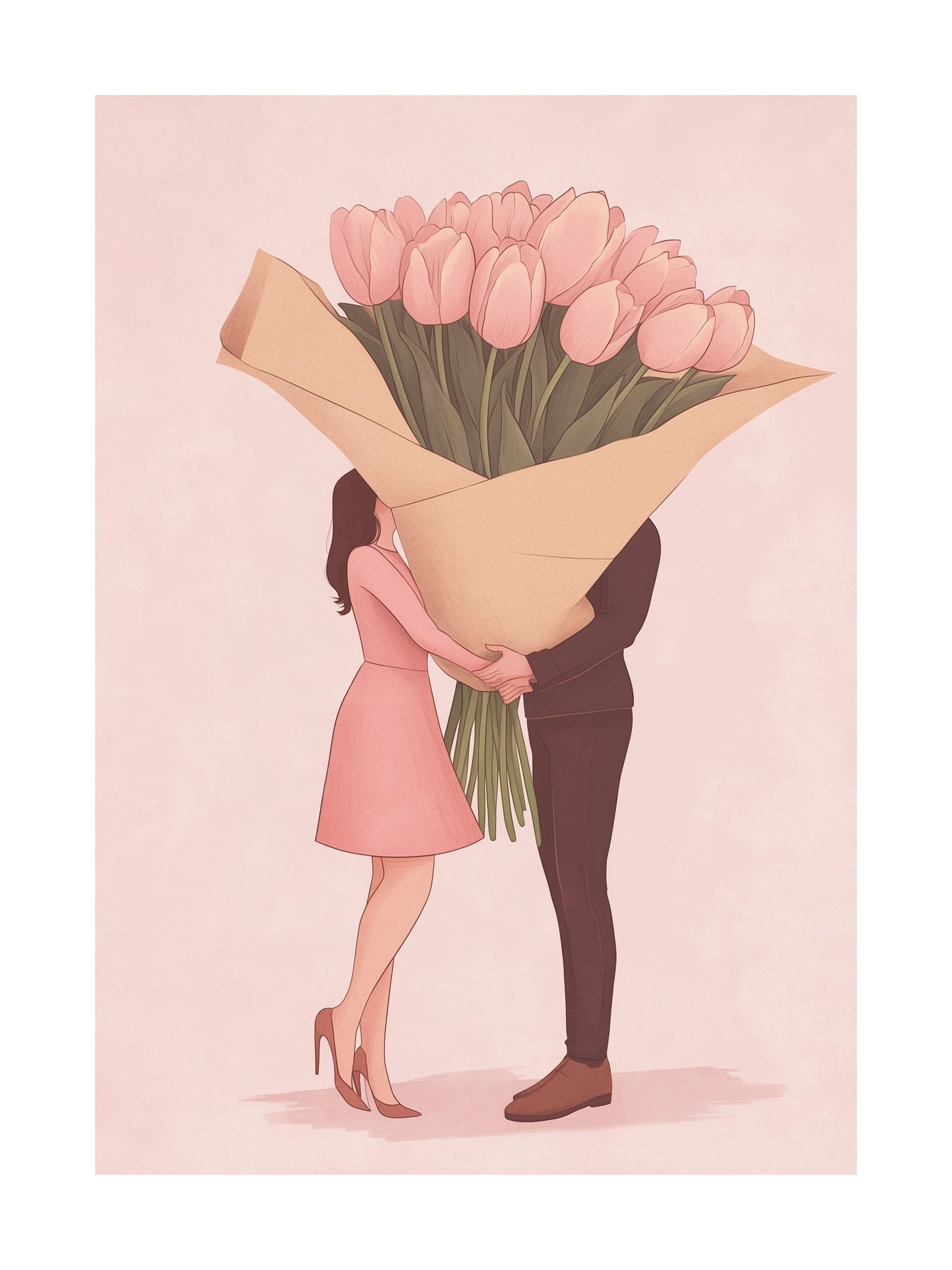 romantic embrace decorative wall art - modern poster for home or office