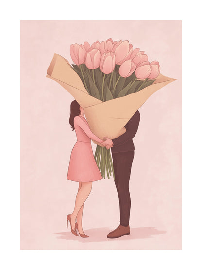 romantic embrace decorative wall art - modern poster for home or office