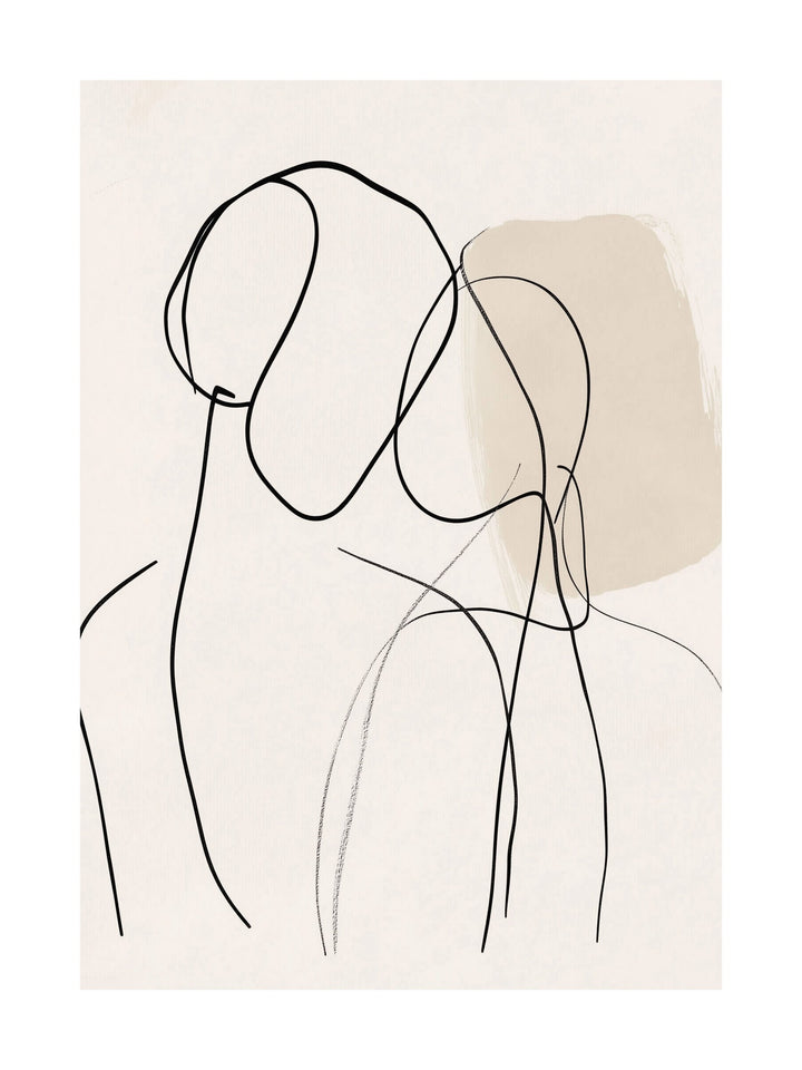 Abstract couple line drawing poster - ideal wall art for bedrooms or intimate spaces