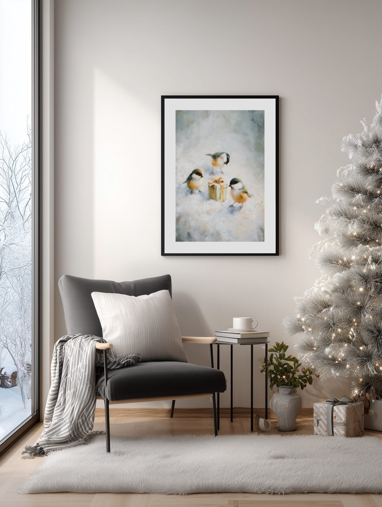 Winter Birds and Gift Poster