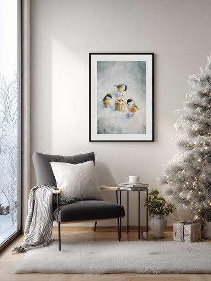 Winter Birds and Gift Poster