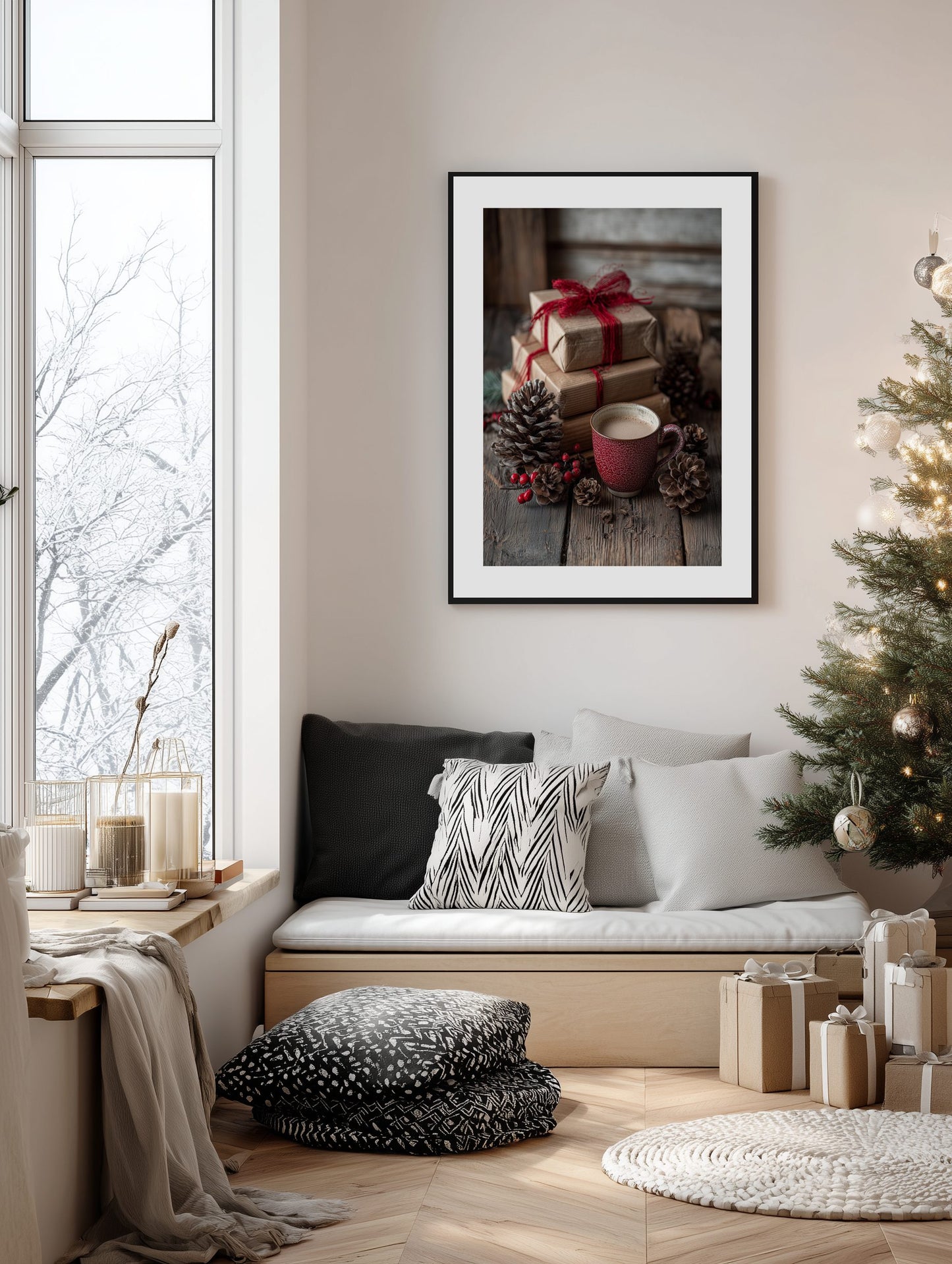 Cozy Christmas Table Scene Poster