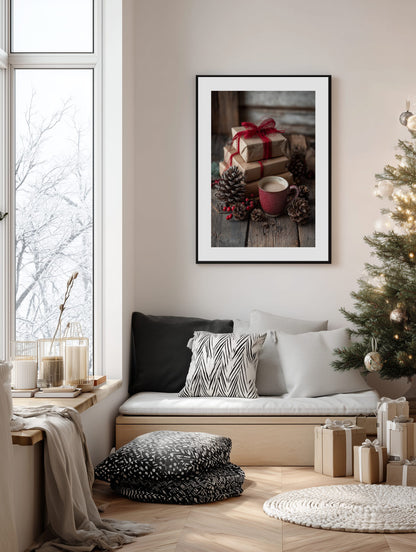 Cozy Christmas Table Scene Poster