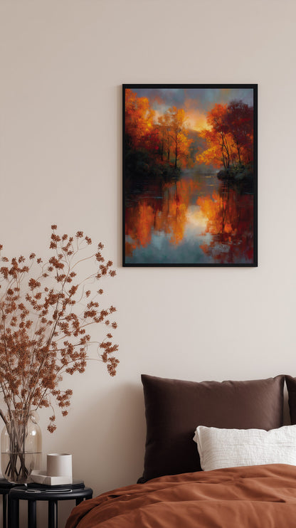 Autumn Lake Reflection Poster