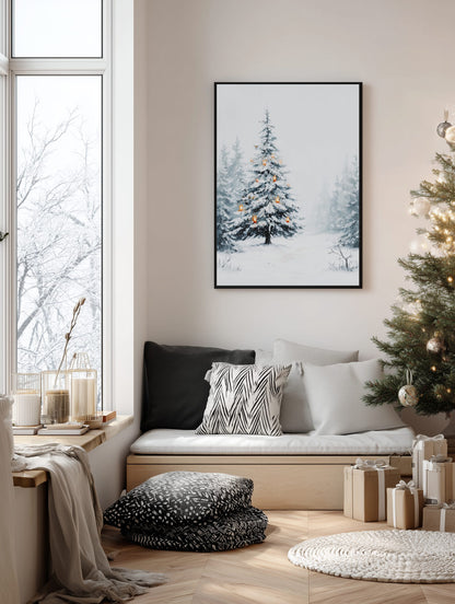 Snowy Forest Christmas Tree Poster