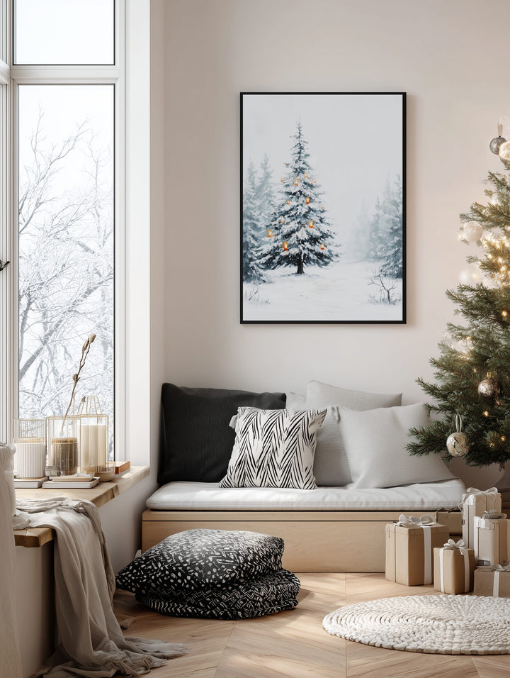 Snowy Forest Christmas Tree Poster