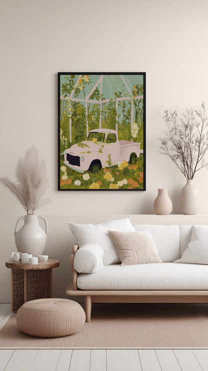 Vintage Pickup in Bloom Poster
