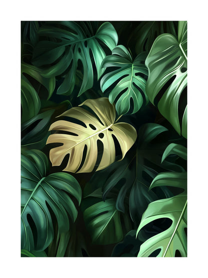 monstera foliage decorative wall art - modern poster for home or office