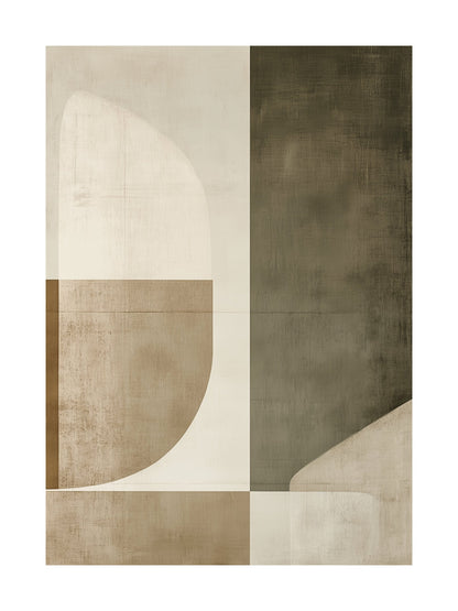 Minimalist geometric wall art poster in beige and olive tones, perfect for modern interiors.