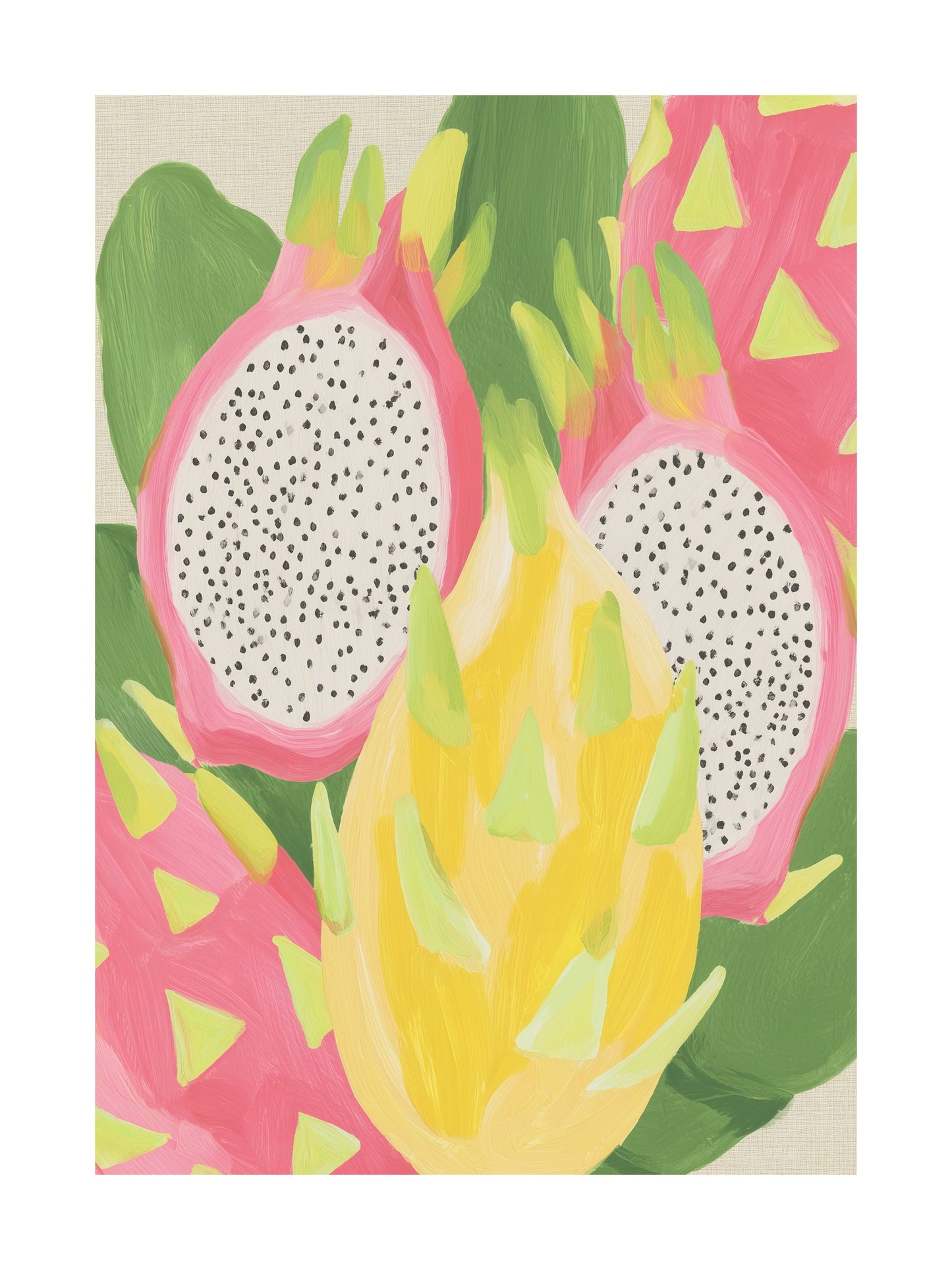 Poster of a lemon tree with striped cups and lemonade on a wooden table