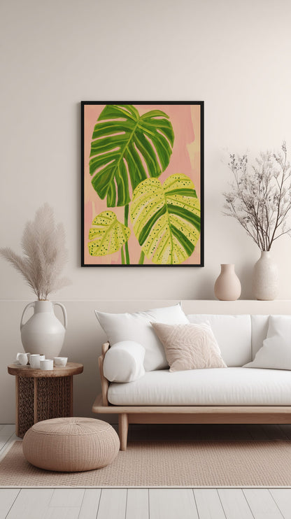 Tropical Monstera Leaves Poster