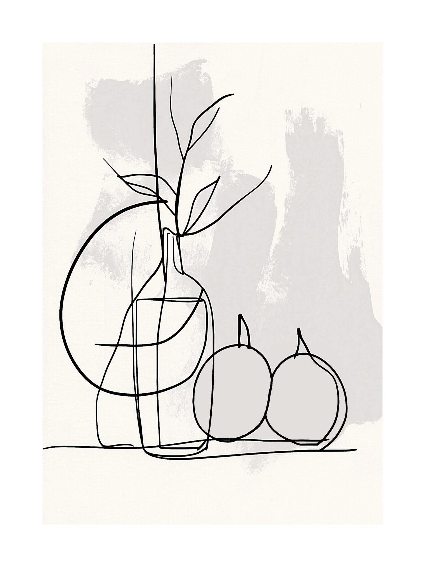 Neutral toned fruit sketch poster - Scandinavian style wall art