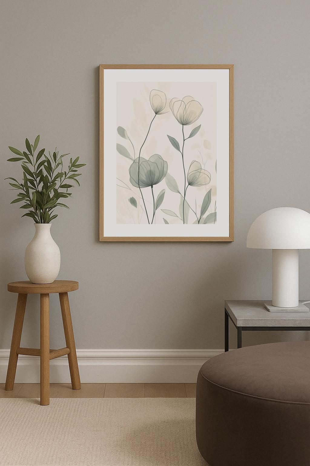 Delicate Line Art Wildflowers Poster