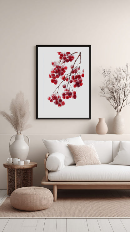 Frosted Red Berries Poster