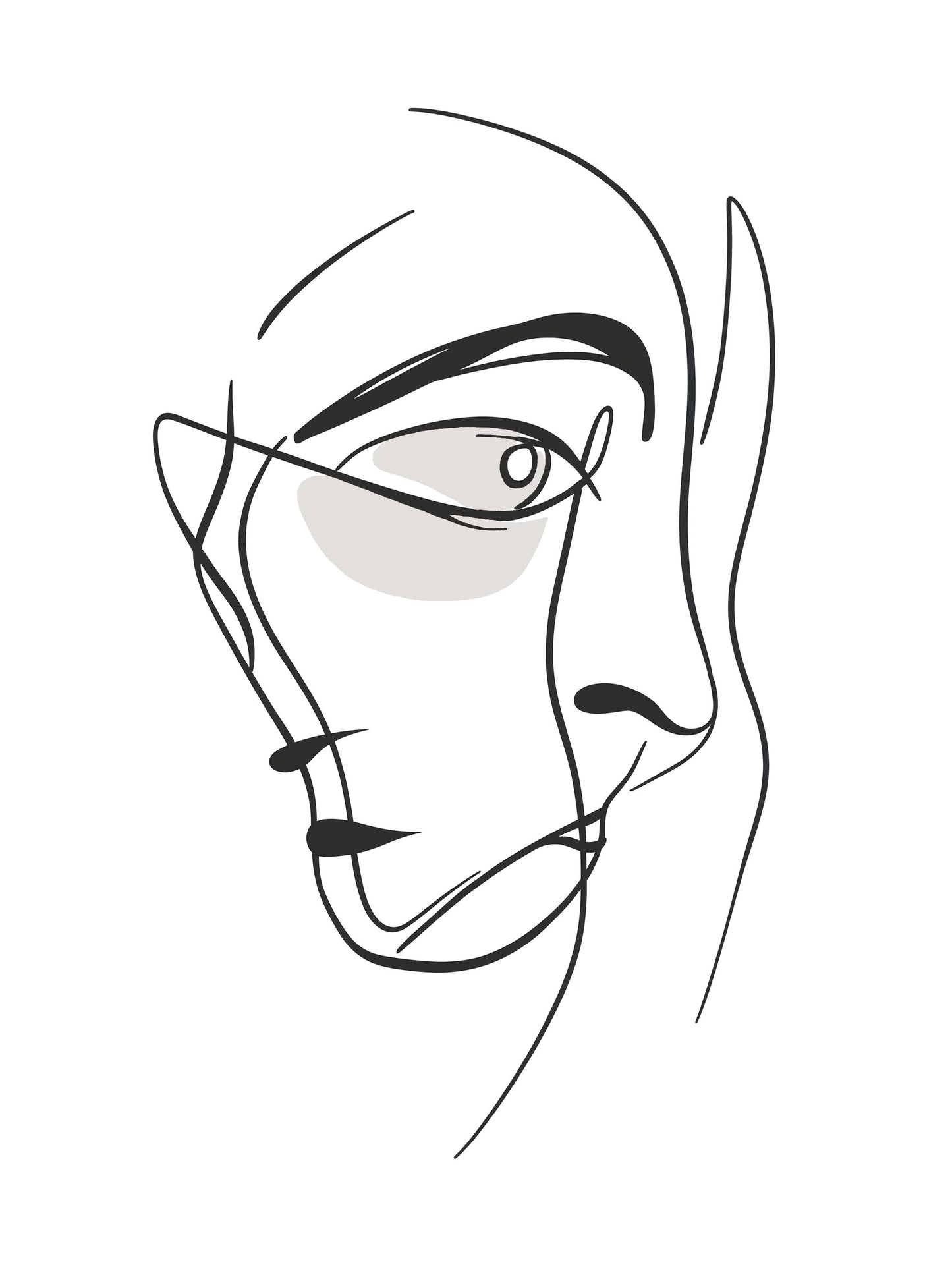 Minimalist poster of an abstract face line drawing, ideal for modern home or office wall decor