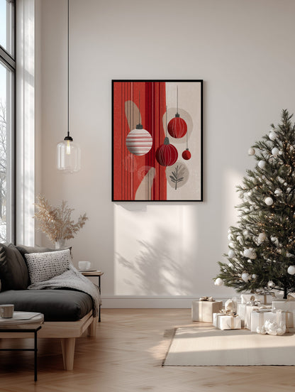 Abstract Christmas Ornaments Poster
