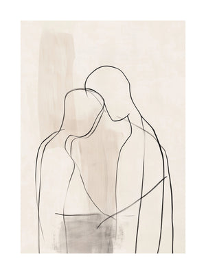 Tender Embrace Line Art Poster