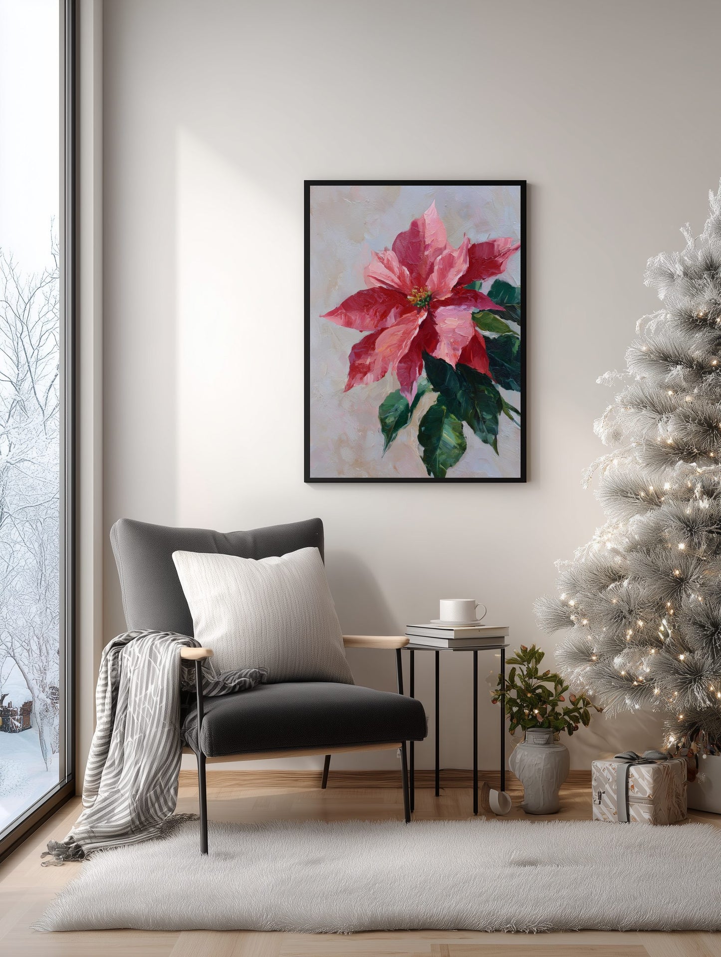 Poinsettia Christmas Flower Poster