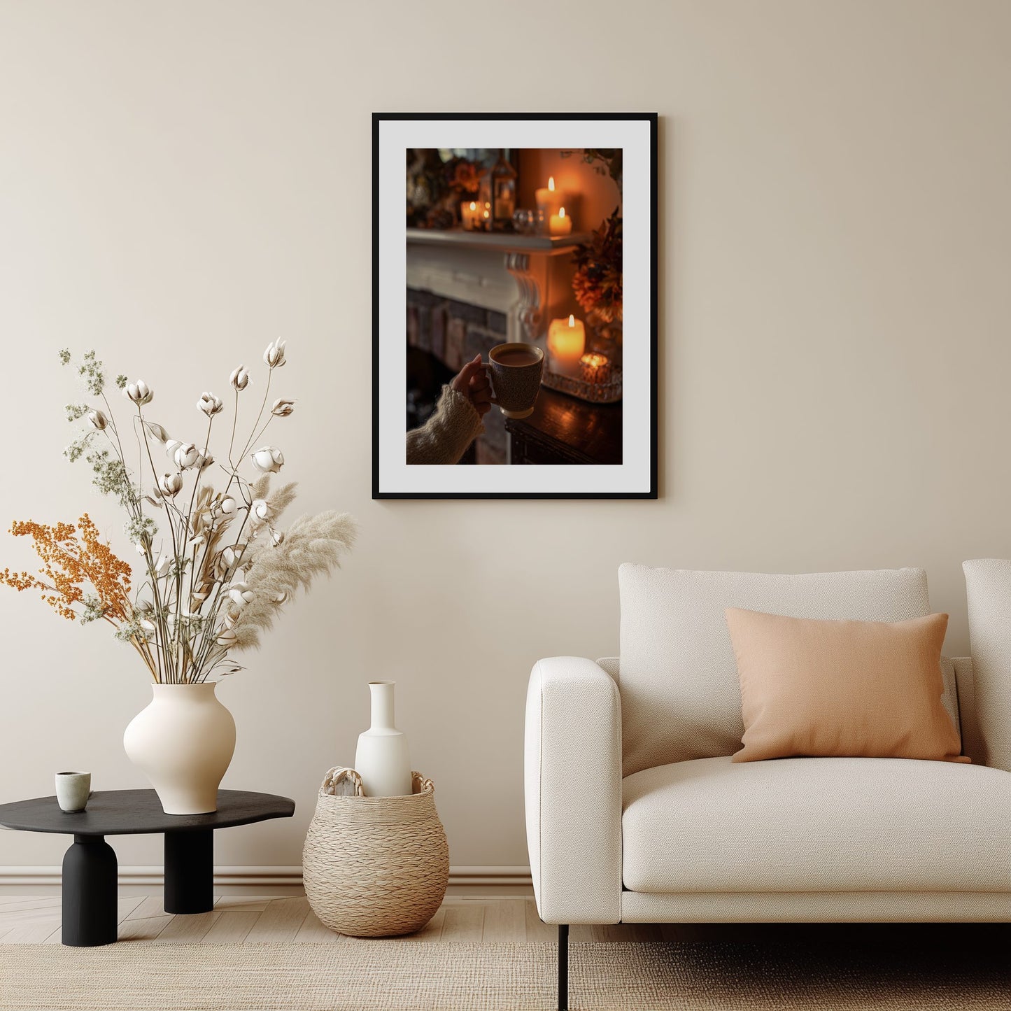 Cozy Fireplace Evening Poster