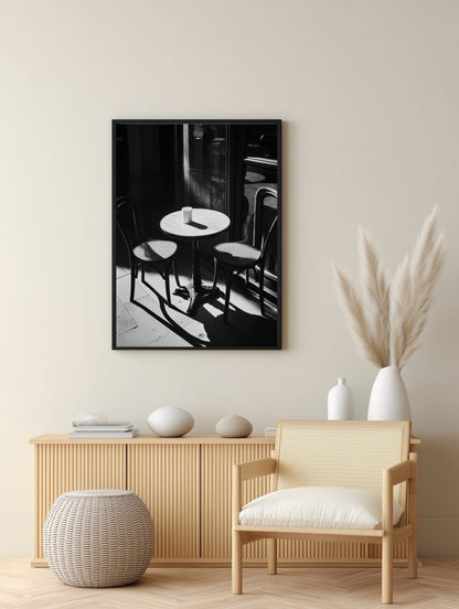 Parisian Café Shadows Poster