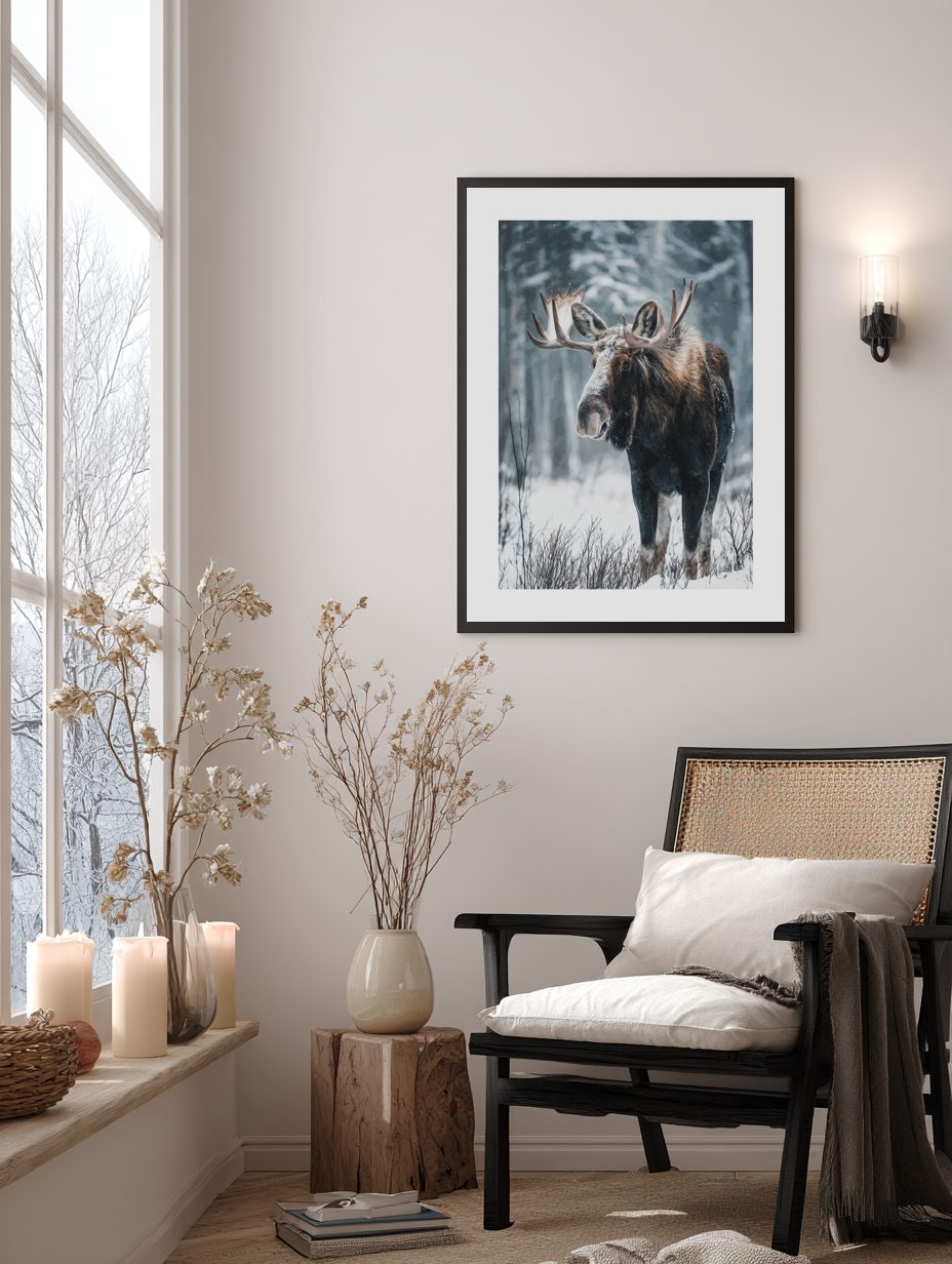 Winter Moose Poster