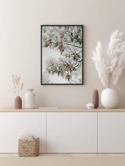 Winter Pine Branches Poster