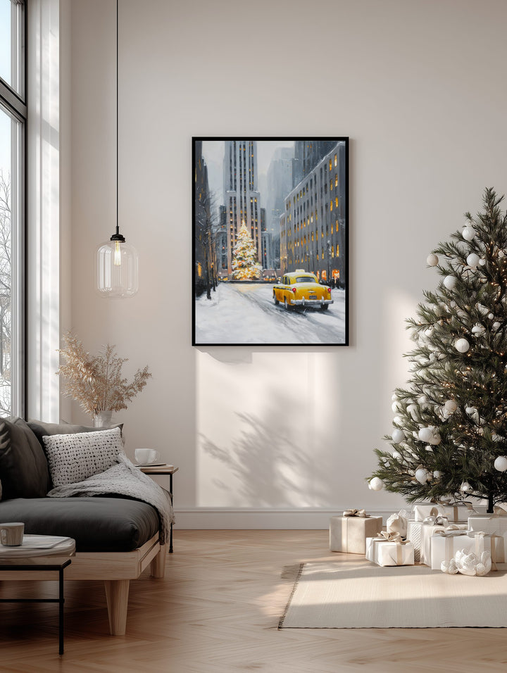 New York Christmas Taxi Poster