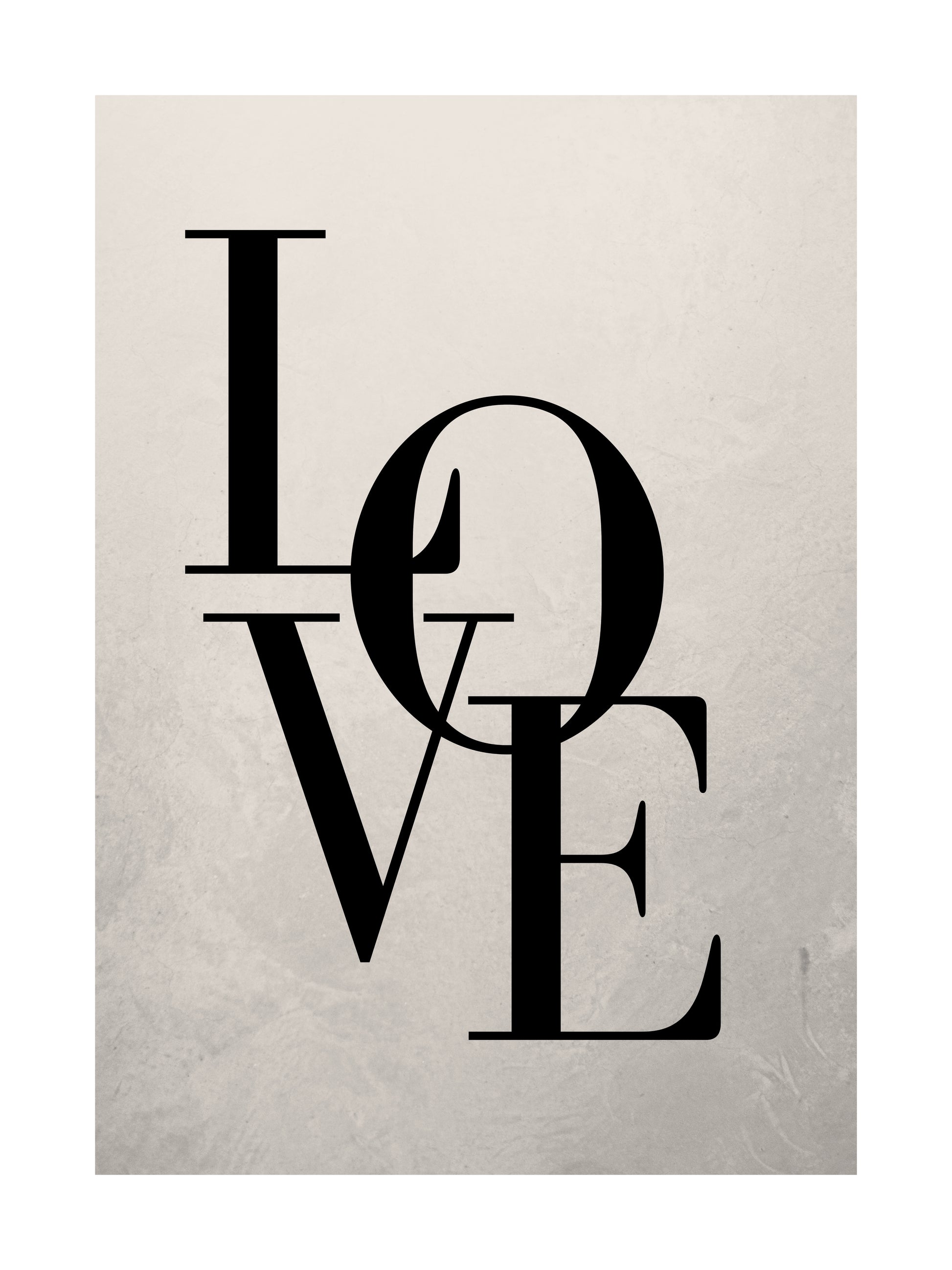 LOVE word typography in black serif letters